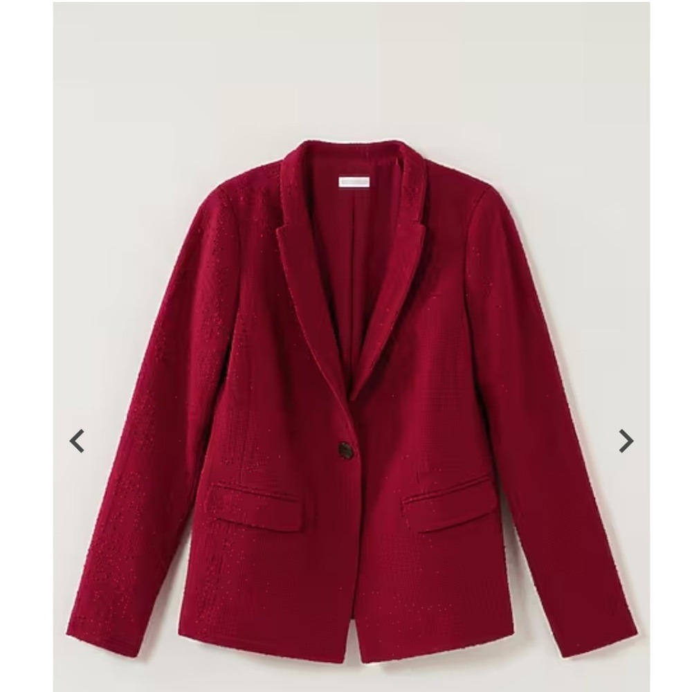 NWT J. Jill Red Textured Tweed One Button Blazer Womens 2X Academic Professional